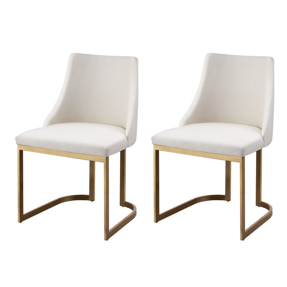 Artiss Dining Chairs Set of 2 Linen Fabric Frame Beige-0