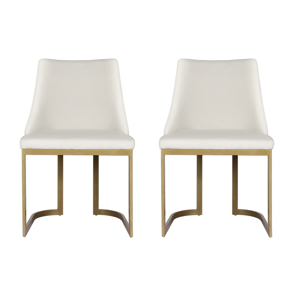 Artiss Dining Chairs Set of 2 Linen Fabric Frame Beige-2