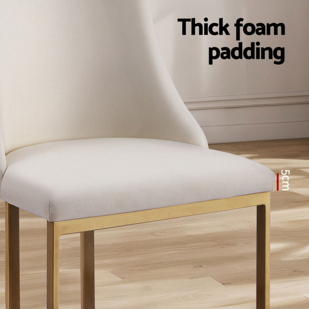 Artiss Dining Chairs Set of 4 Linen Fabric Frame Beige-5