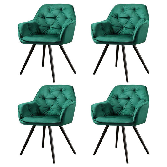 Artiss Dining Chairs Set of 4 Velvet Diamond Tufted Armchair Green-0