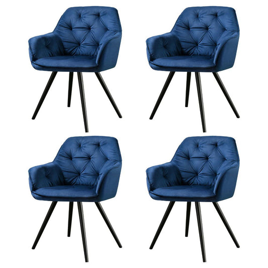 Artiss Dining Chairs Set of 4 Velvet Diamond Tufted Armchair Blue-0