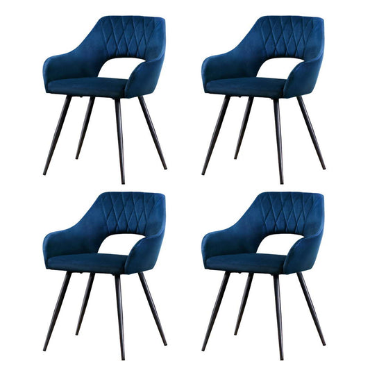 Artiss Dining Chairs Set of 4 Velvet Hollow Armchair Blue-0