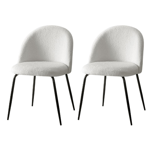 Artiss Dining Chairs Set of 2 Sherpa Boucle White-0