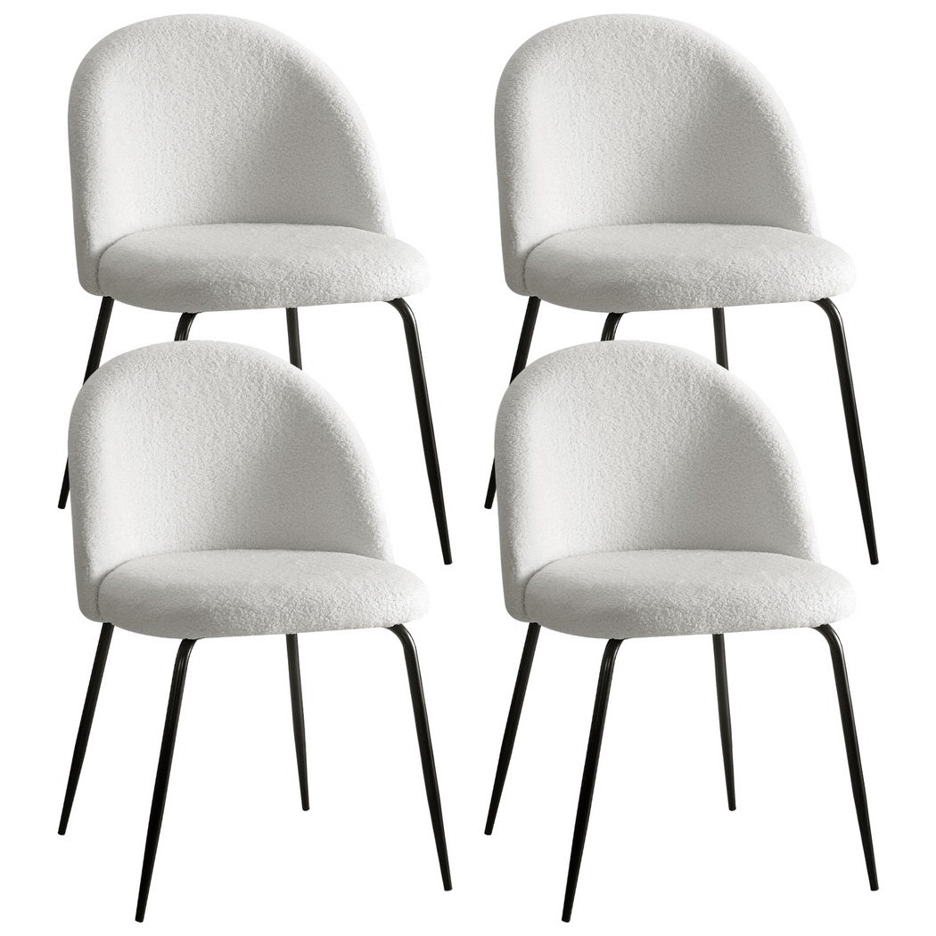 Artiss Dining Chairs Set of 4 Sherpa Boucle White-0