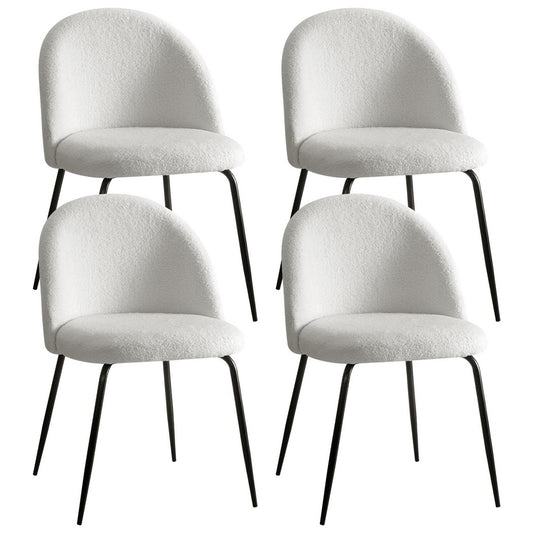 Artiss Dining Chairs Set of 4 Sherpa Boucle White-0
