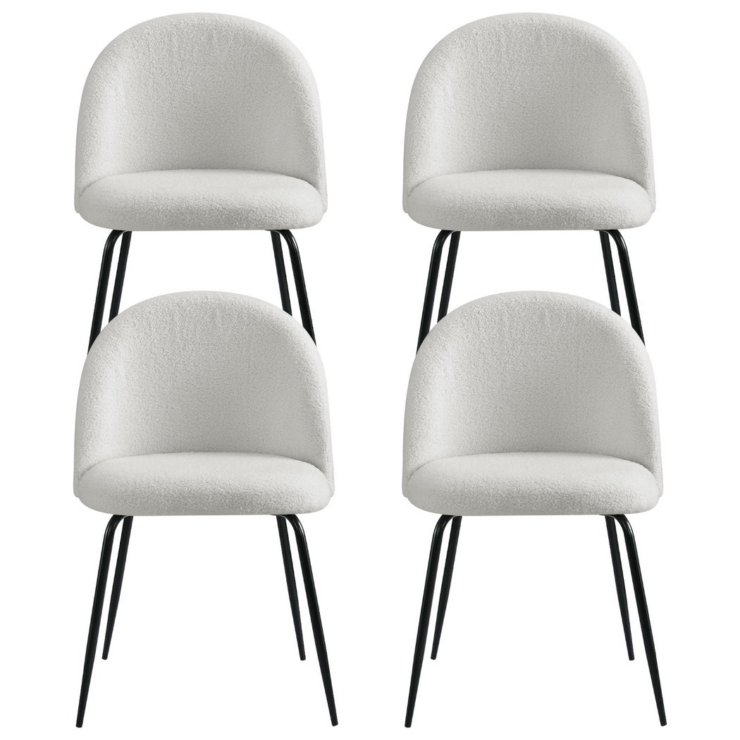 Artiss Dining Chairs Set of 4 Sherpa Boucle White-2