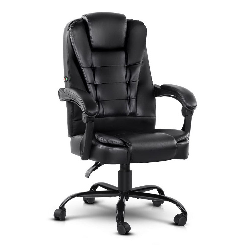 Artiss 2 Point Massage Office Chair PU Leather Black-1