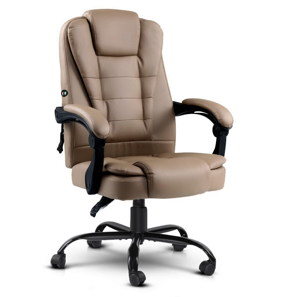 Artiss 2 Point Massage Office Chair PU Leather Espresso-0