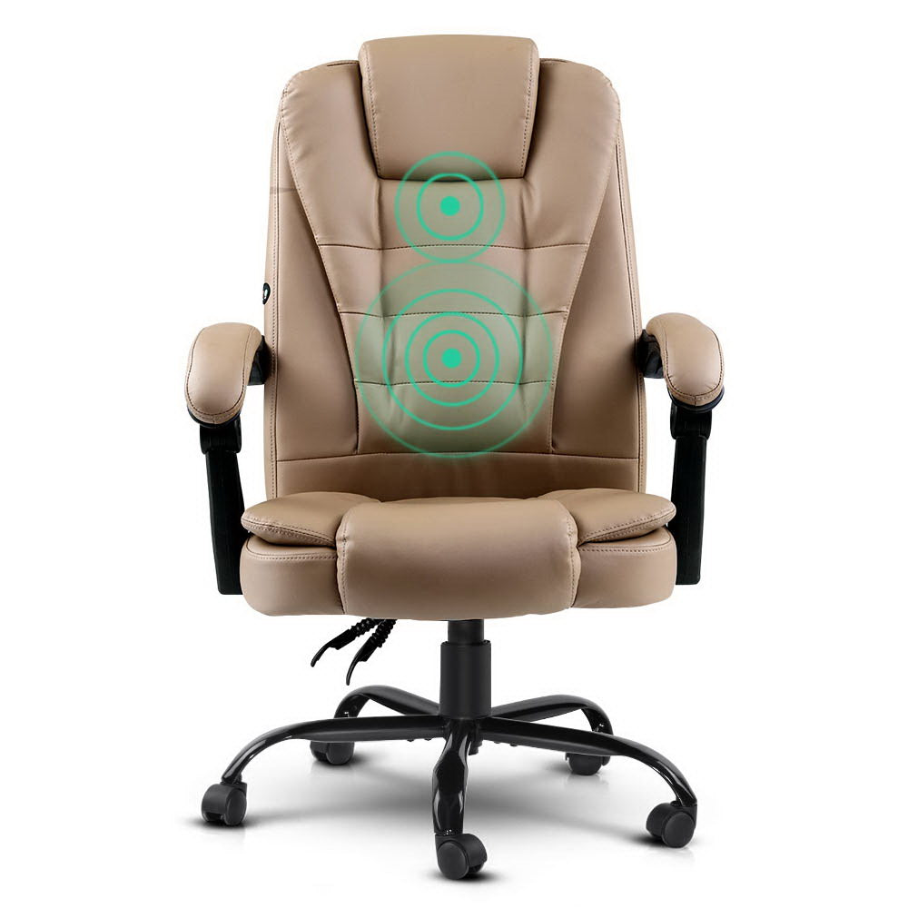 Artiss 2 Point Massage Office Chair PU Leather Espresso-2