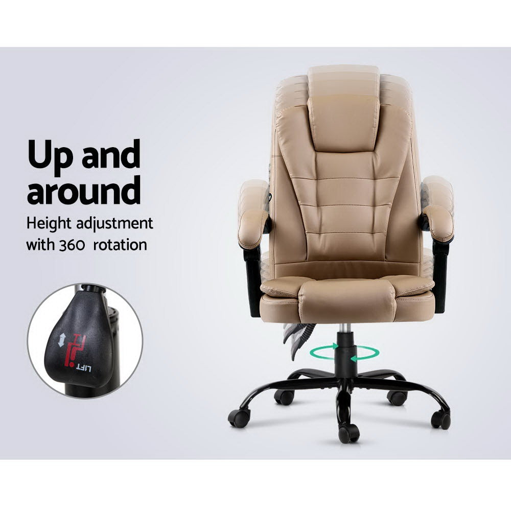 Artiss 2 Point Massage Office Chair PU Leather Espresso-5