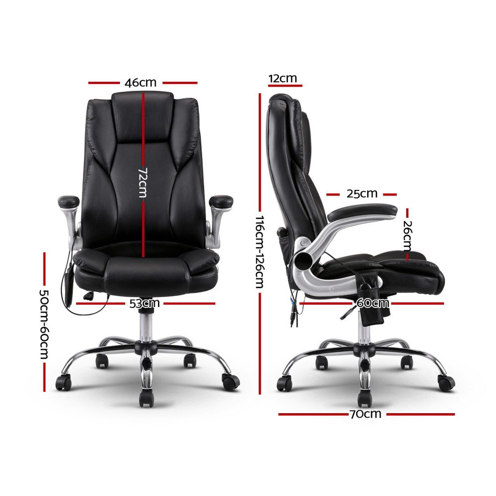 Artiss 8 Point Massage Office Chair PU Leather Black-1