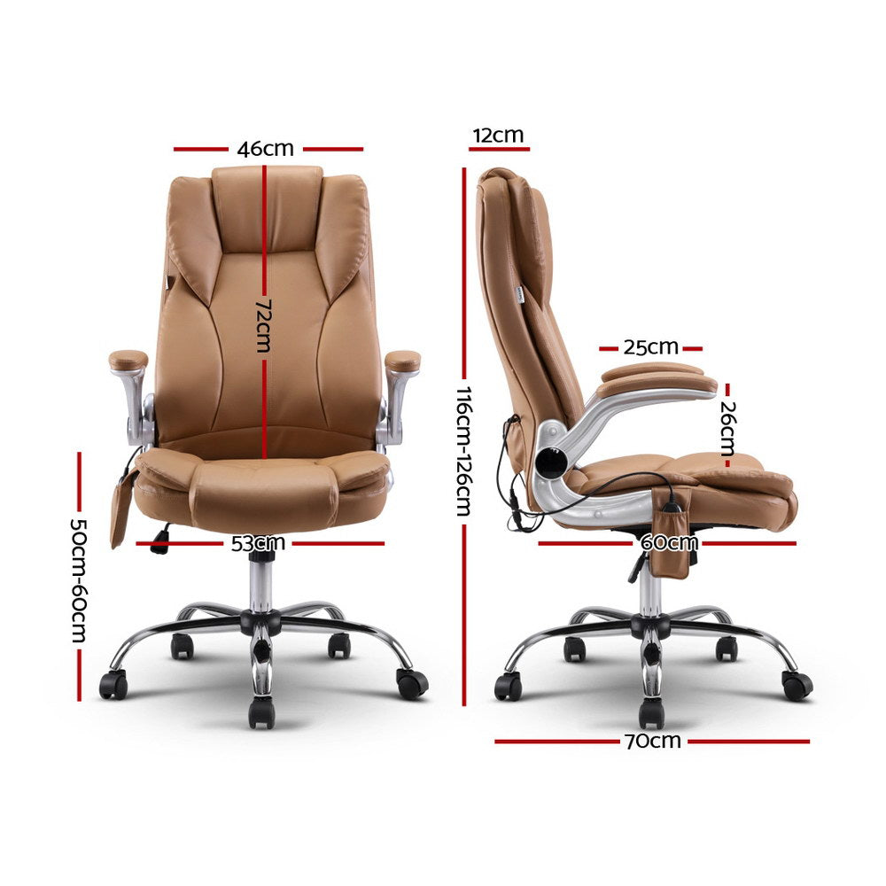 Artiss 8 Point Massage Office Chair PU Leather Espresso-1