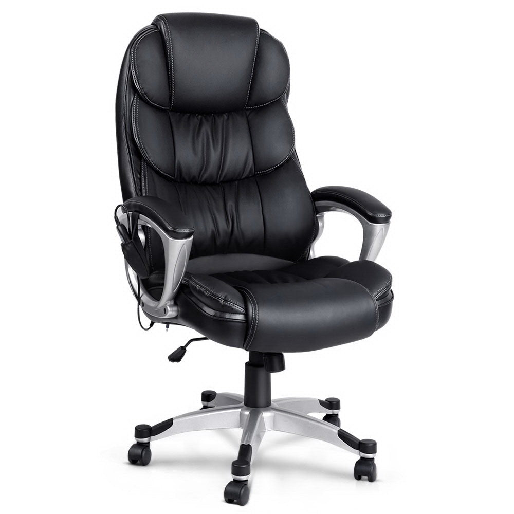 Artiss 8 Point Massage Office Chair Heated Seat PU Black-0