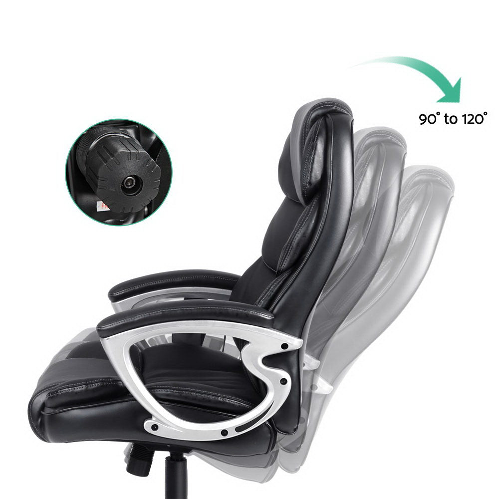 Artiss 8 Point Massage Office Chair Heated Seat PU Black-3