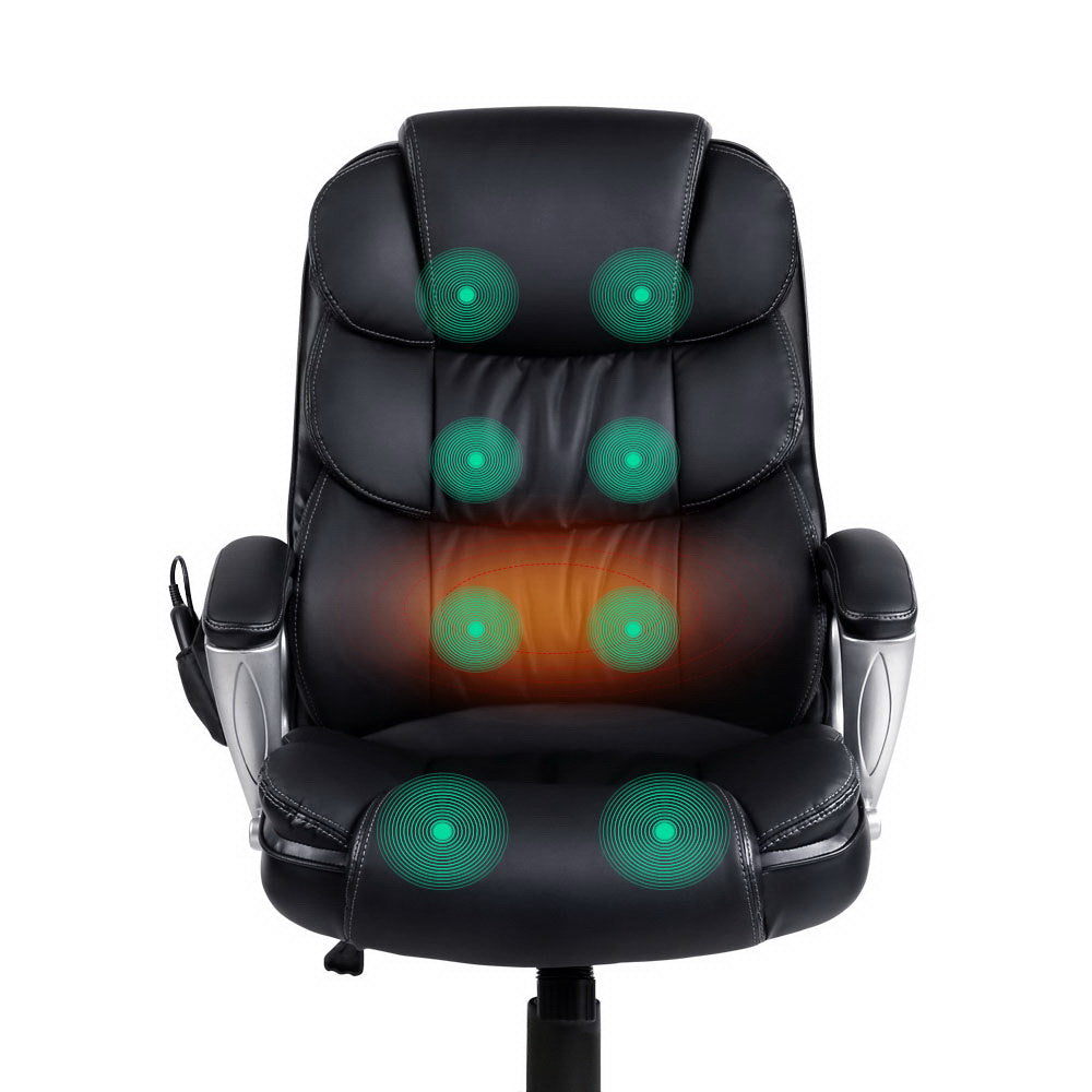 Artiss 8 Point Massage Office Chair Heated Seat PU Black-4