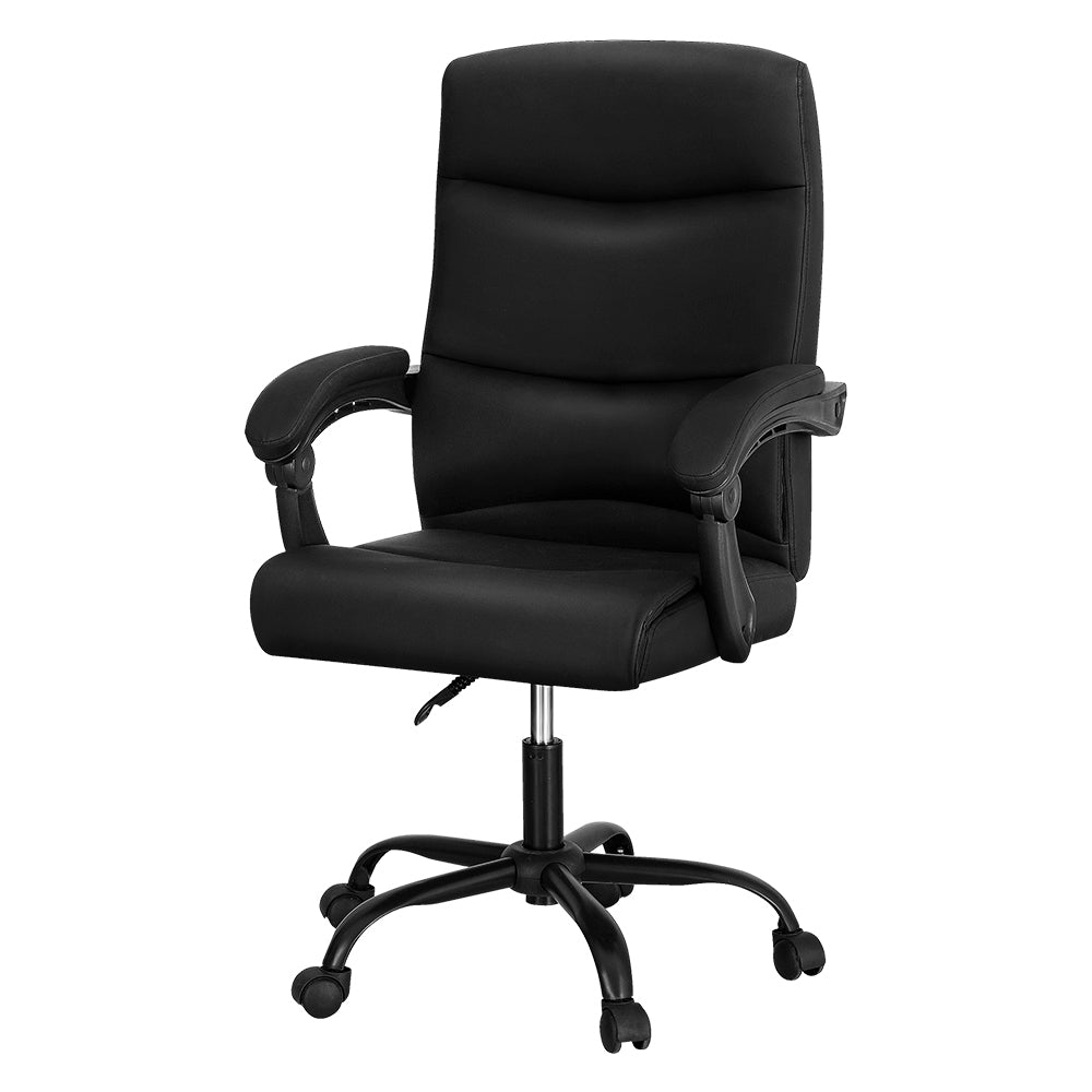 Artiss 2 Point Massage Office Chair PU Leather Black-0