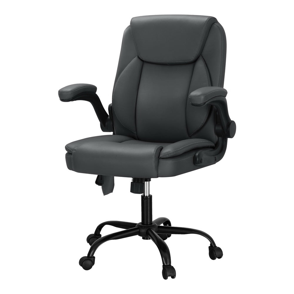 Artiss 2 Point Massage Office Chair Leather Mid Back Grey-0