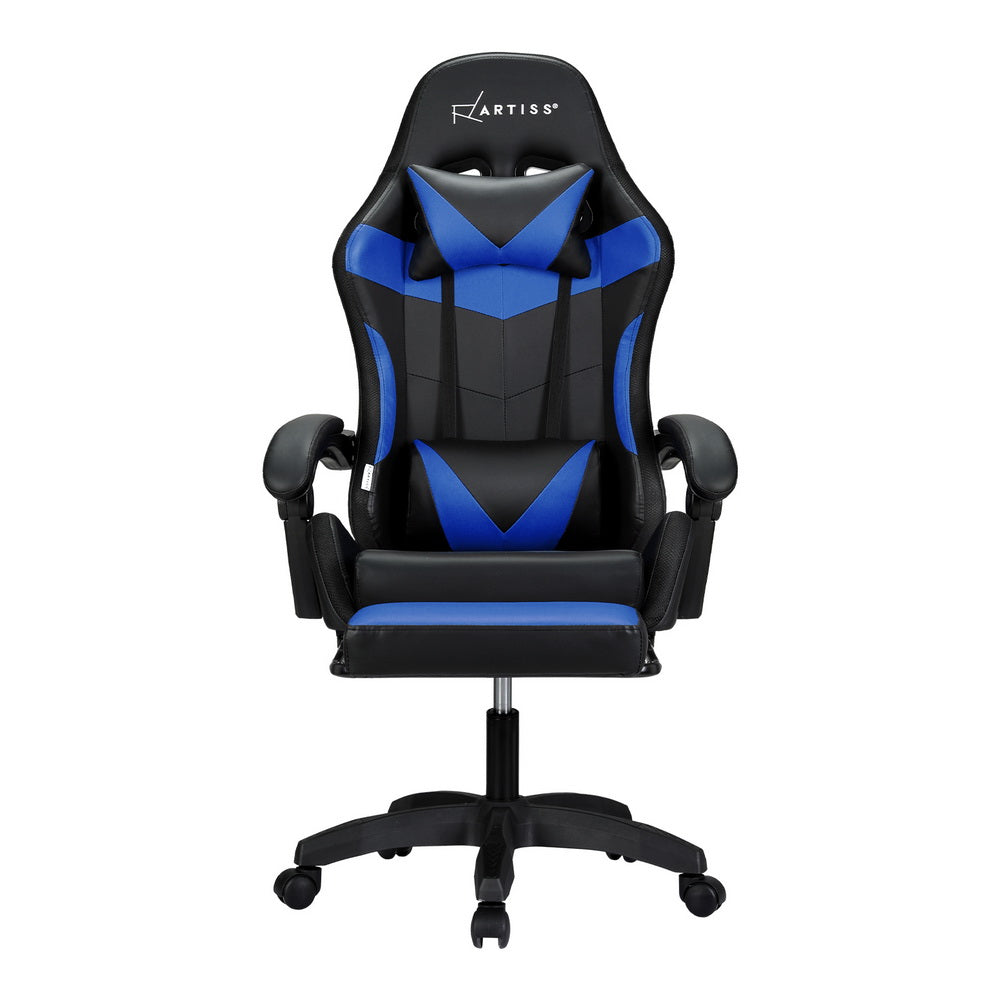 Artiss 6 Point Massage Gaming Office Chair 7 LED Footrest Blue-2