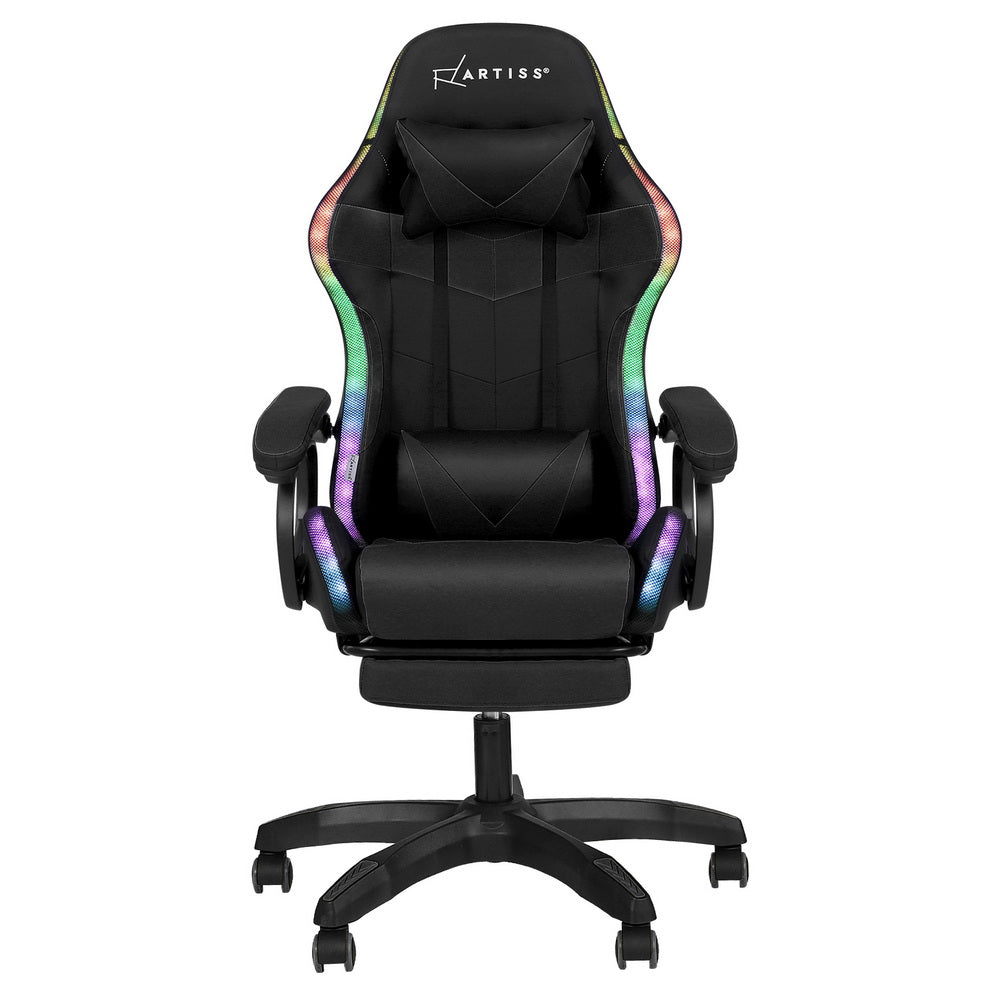 Artiss Gaming Office Chair 12 RGB LED Massage Computer Work Seat Footrest Black-2