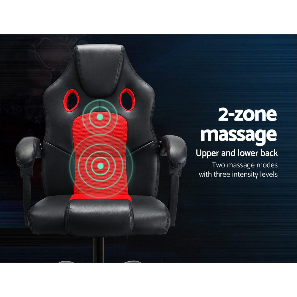 Artiss 2 Point Massage Gaming Office Chair PU Leather Red-3