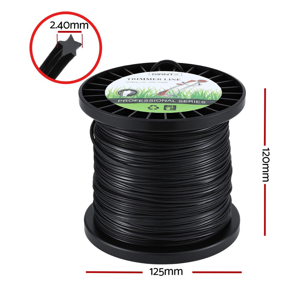 Giantz 100M Whipper Snipper Trimmer Line 2.4mm Star Nylon String Cord Black-1