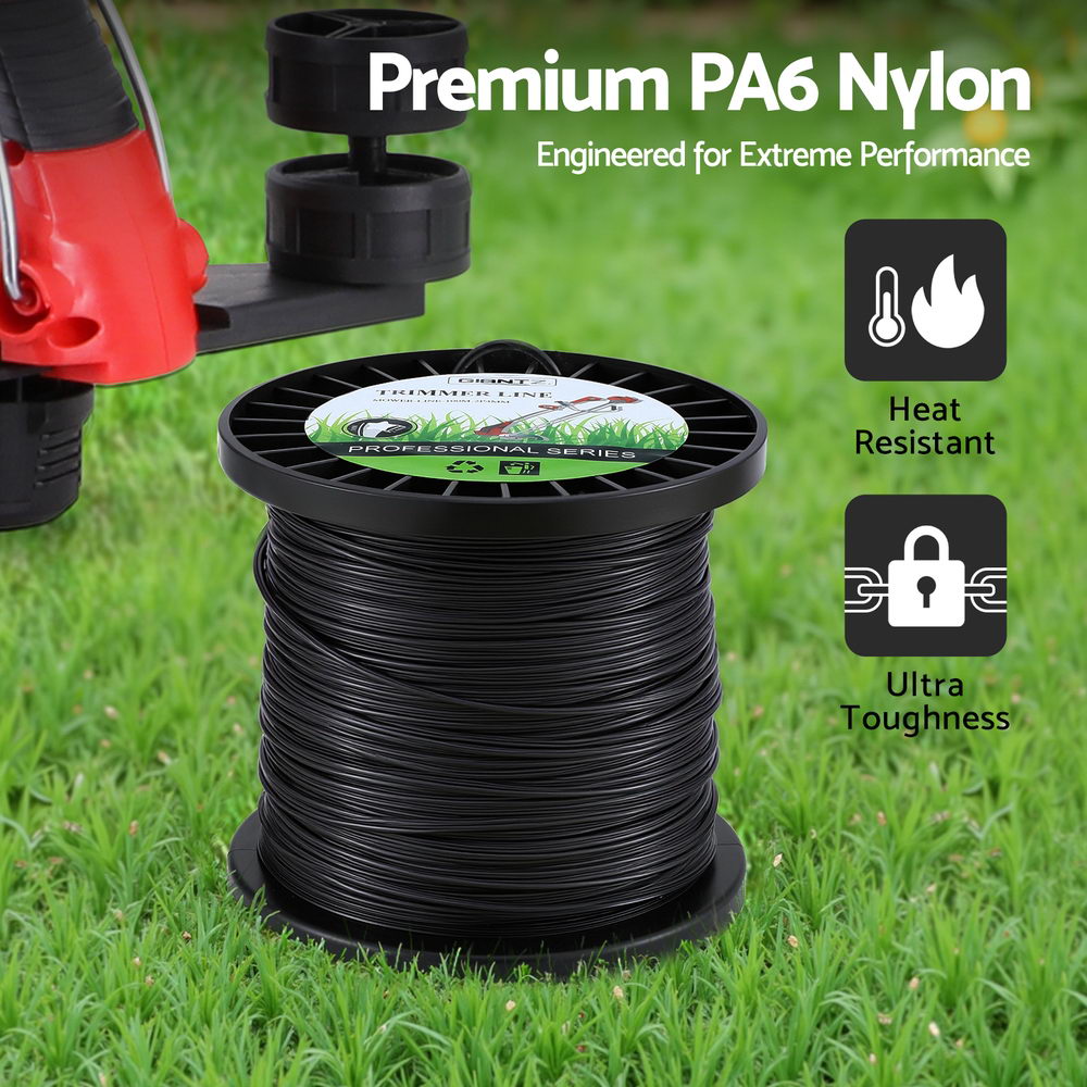 Giantz 100M Whipper Snipper Trimmer Line 2.4mm Star Nylon String Cord Black-5