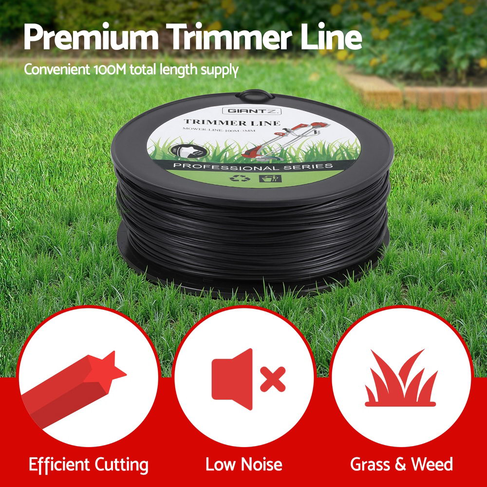 Giantz 100M Whipper Snipper Trimmer Line 3.0mm Star Nylon String Cord Black-3