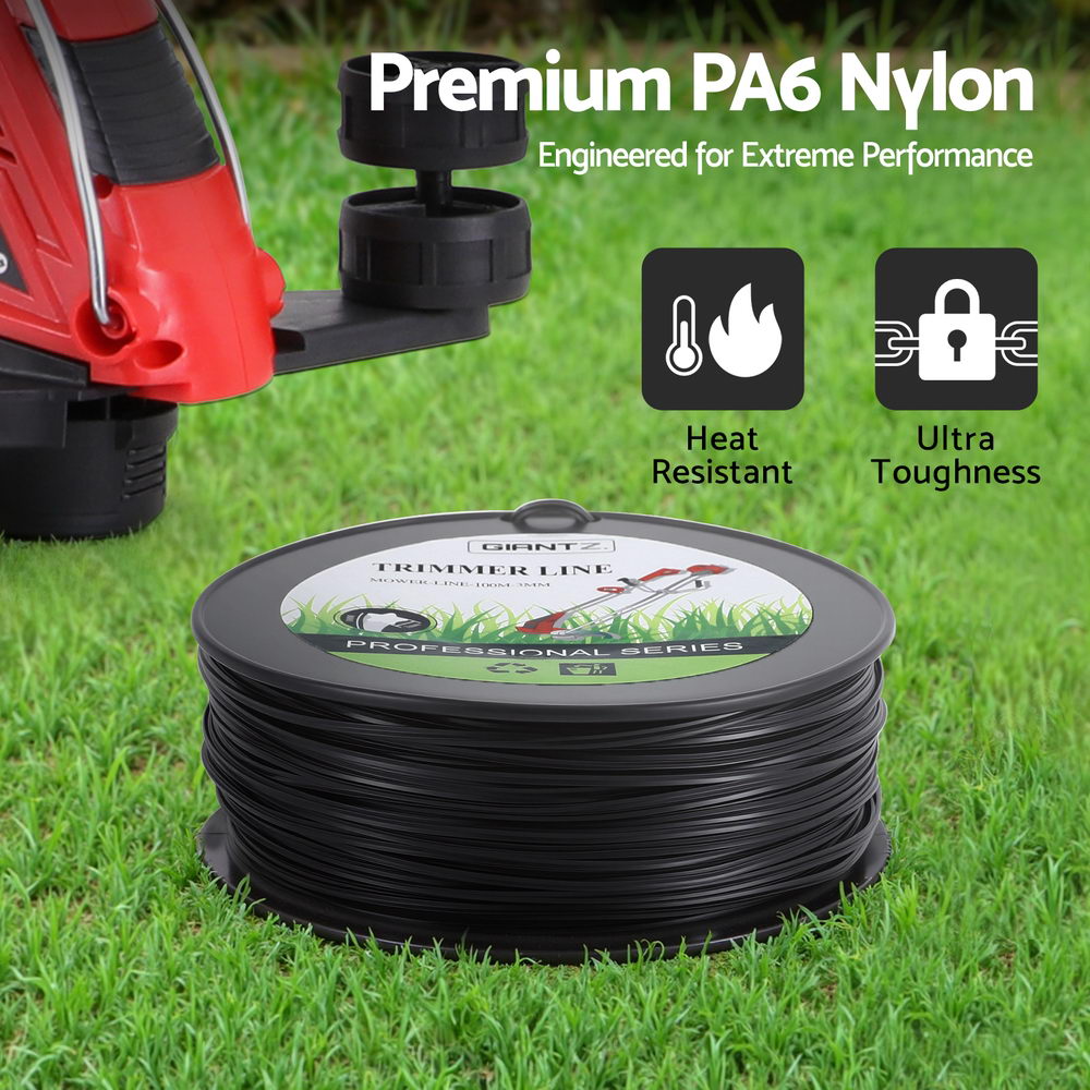 Giantz 100M Whipper Snipper Trimmer Line 3.0mm Star Nylon String Cord Black-5