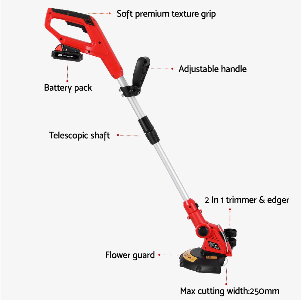 Giantz 20V Cordless Line Trimmer Lawn Whipper Grass Snipper-5