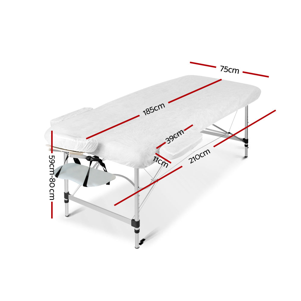 Zenses Massage Table 75cm Portable 2 Fold Aluminium Beauty Bed White-1