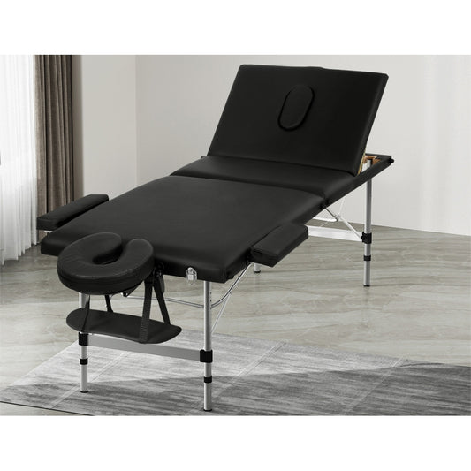 Zenses Massage Table 65cm Portable 3 Fold Aluminium Beauty Bed Black-0