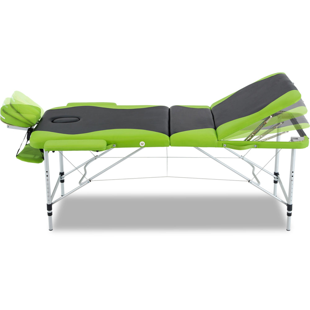 Zenses Massage Table 75cm Portable 3 Fold Aluminium Beauty Bed Green-2