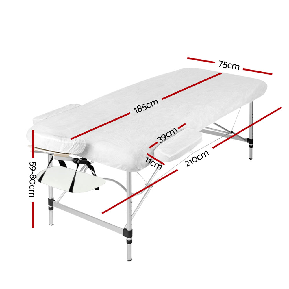 Zenses Massage Table 75cm Portable 3 Fold Aluminium Beauty Bed White-1