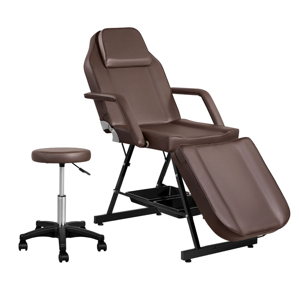 Zenses Massage Table Adjustable Salon Bed Chair 3-Fold Brown-2