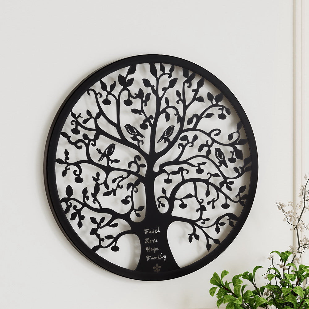 Artiss Metal Wall Art Hanging Sculpture Home Decor Leaf Tree of Life Round Frame-6