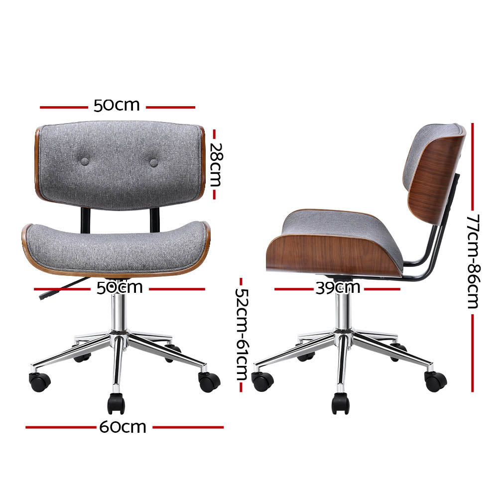 Artiss Wooden Office Chair Fabric Seat Grey-1