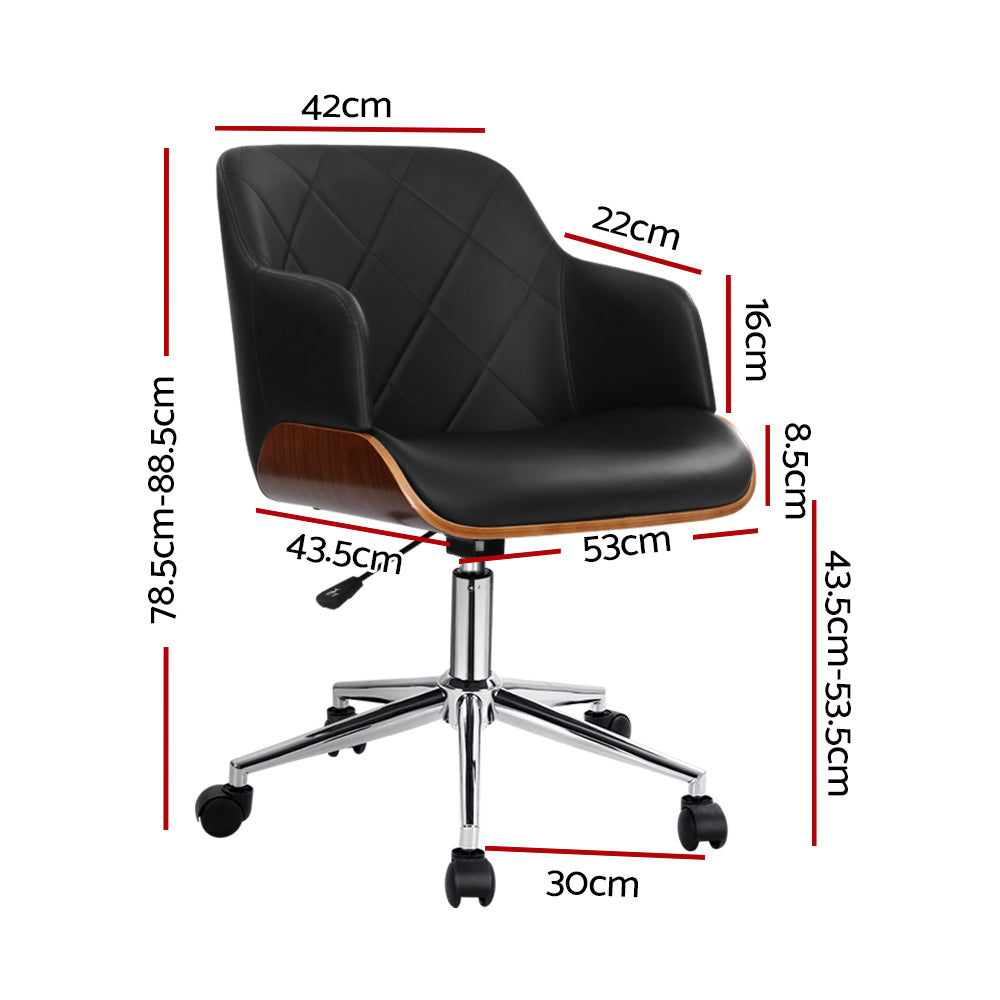 Artiss Wooden Office Chair Fabric Seat Black-1