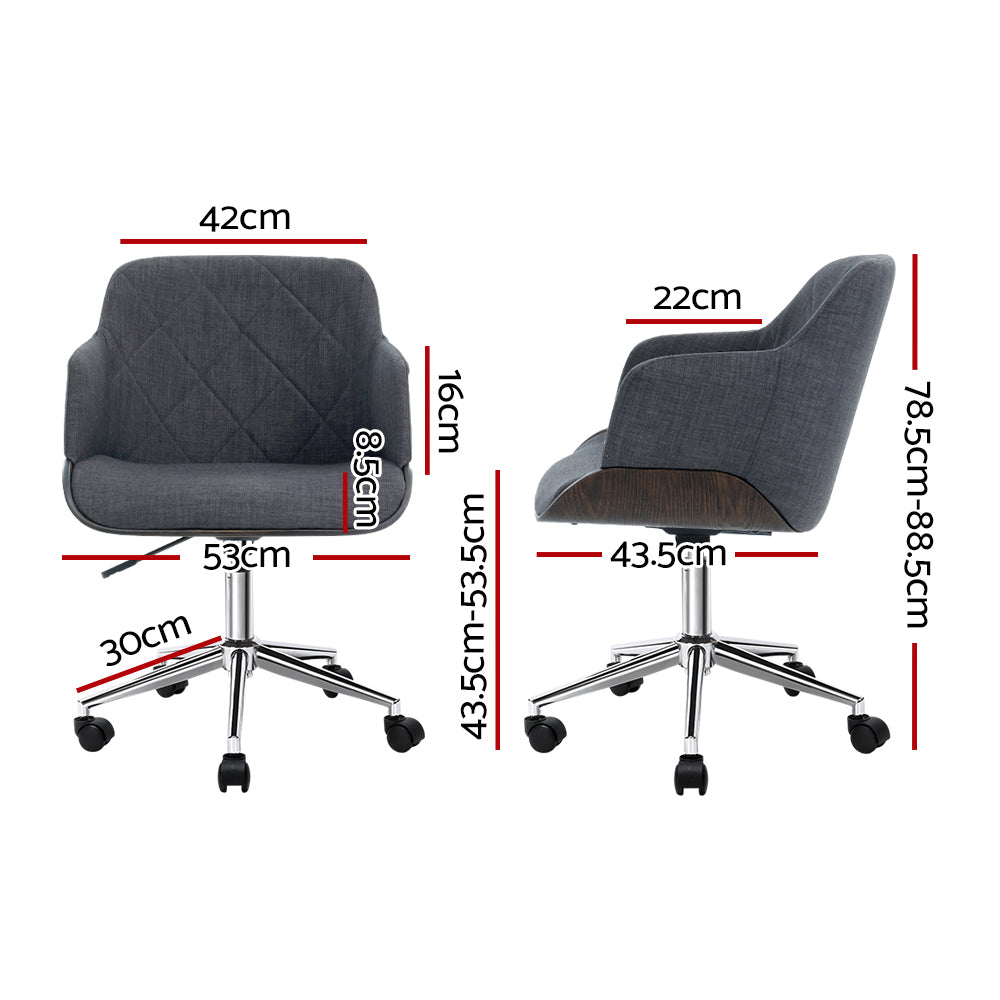 Artiss Wooden Office Chair Fabric Seat Grey-1