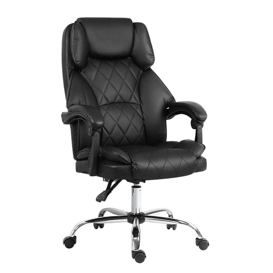 Artiss Executive Office Chair Leather Recliner Black-0