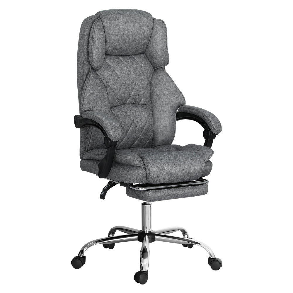 Artiss Executive Office Chair Fabric Footrest Grey-0