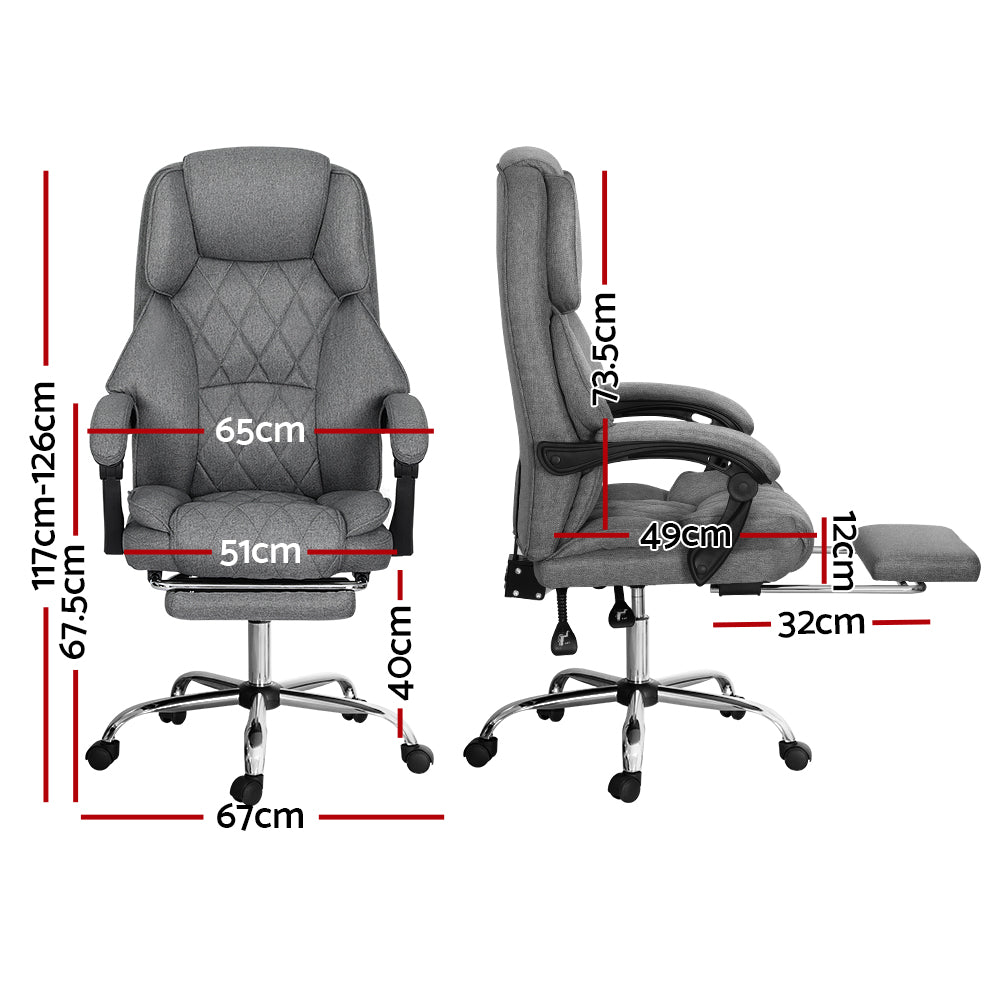 Artiss Executive Office Chair Fabric Footrest Grey-1