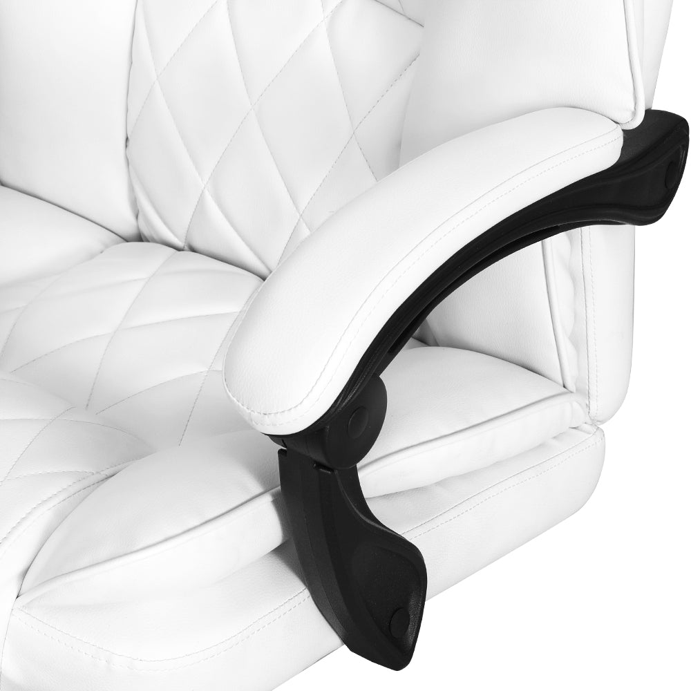 Artiss Executive Office Chair Leather Footrest White-3