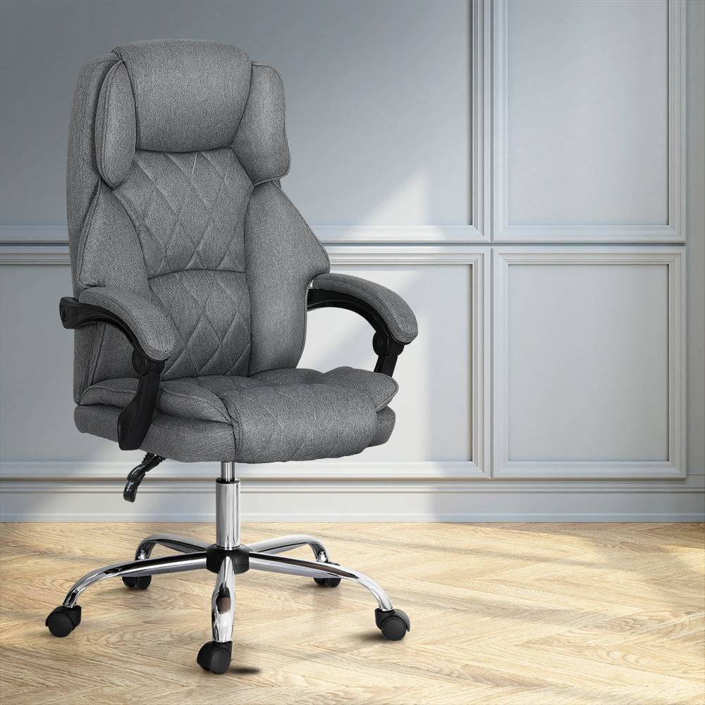 Artiss Executive Office Chair Fabric Recliner Grey-6