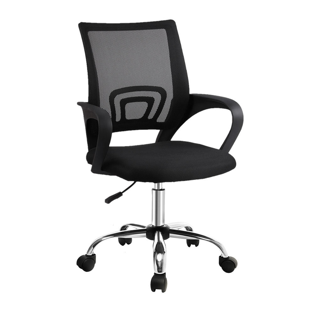 Artiss Mesh Office Chair Mid Back Black-0