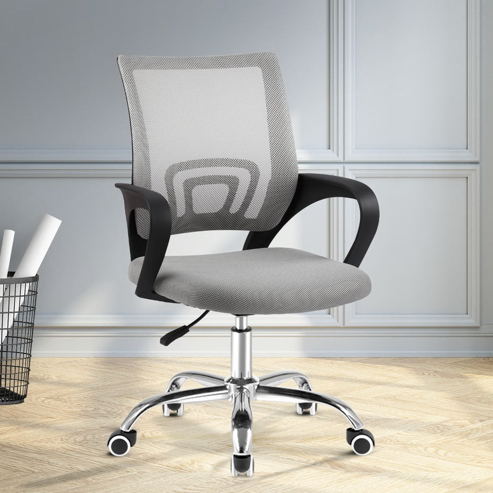 Artiss Mesh Office Chair Mid Back Grey-6