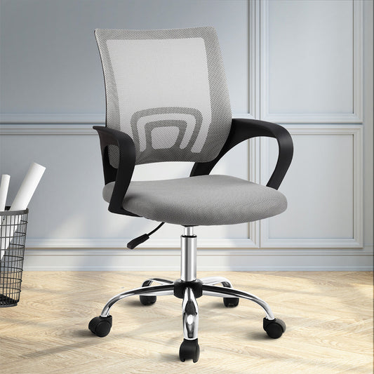 Artiss Mesh Office Chair Mid Back Grey-0
