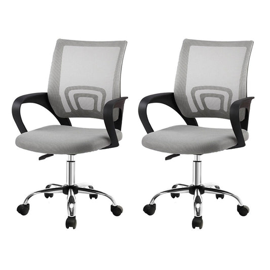 Artiss 2x Mesh Office Chair Mid Back Grey-0