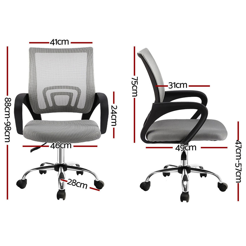 Artiss 2x Mesh Office Chair Mid Back Grey-1