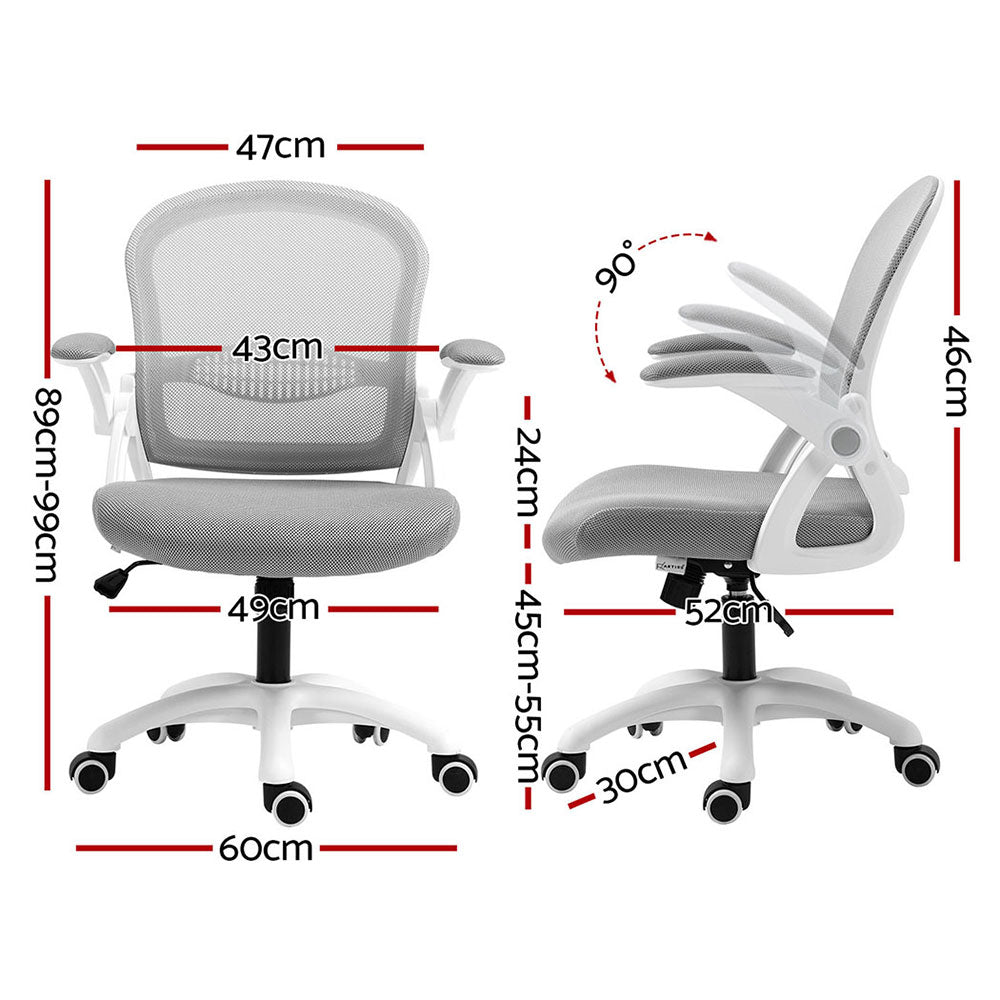 Artiss 2x Mesh Office Chair Computer Gaming Desk Chairs Work Study Mid Back Grey-1