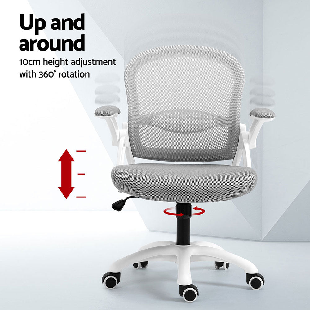 Artiss 2x Mesh Office Chair Computer Gaming Desk Chairs Work Study Mid Back Grey-3